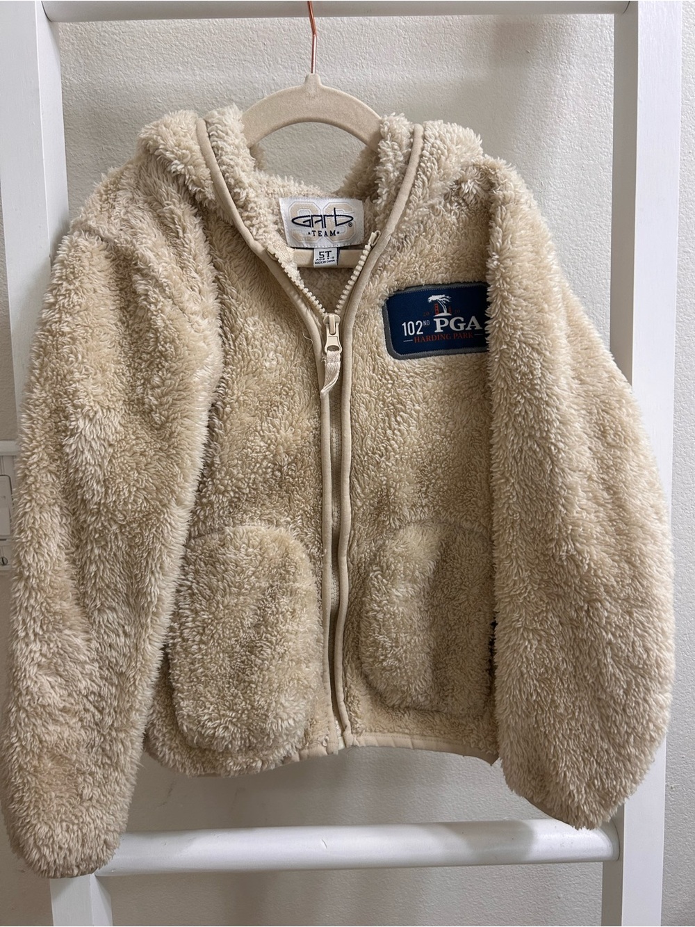 Golf PGA Tour Garb Kids' Cream Sherpa Zip Hoodie - 102nd PGA Patch 5T